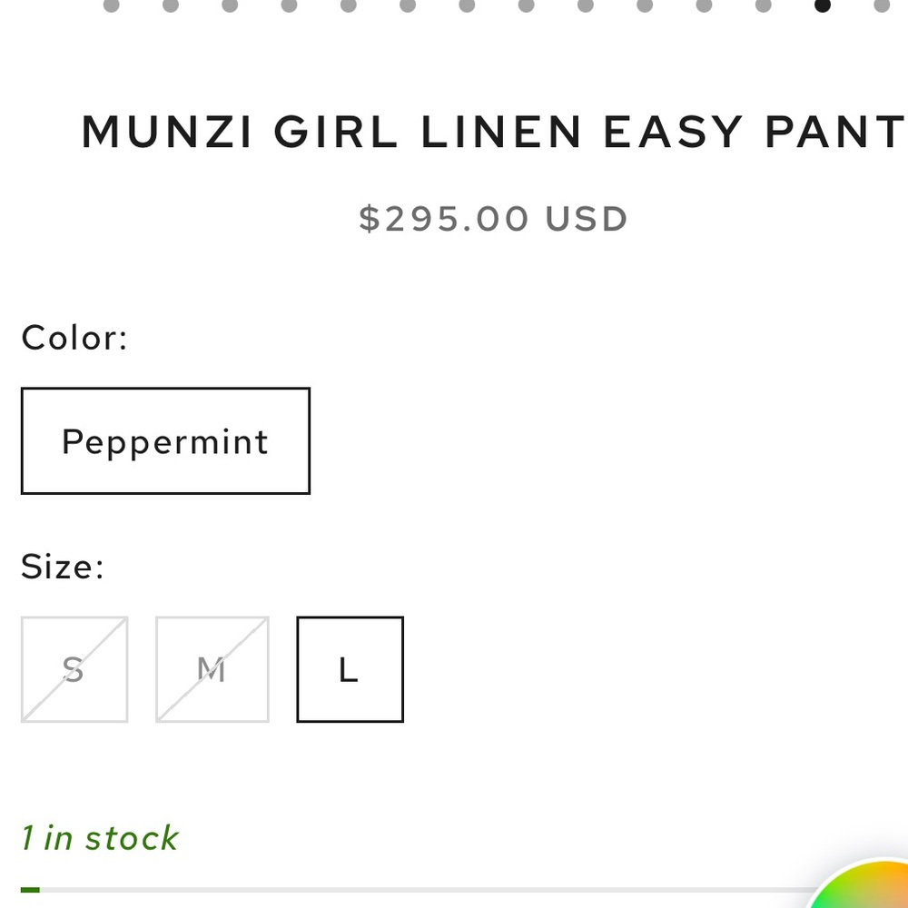 YANYAN NWT munzi girl linen easy pant -peppermint -large - Picture 11 of 11